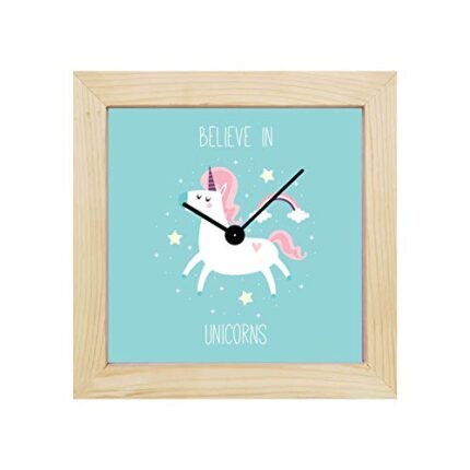 TheYaYaCafe Believe in Unicorns Birthday Gifts Couple Love Desk Clock - 6 X 6 Inches