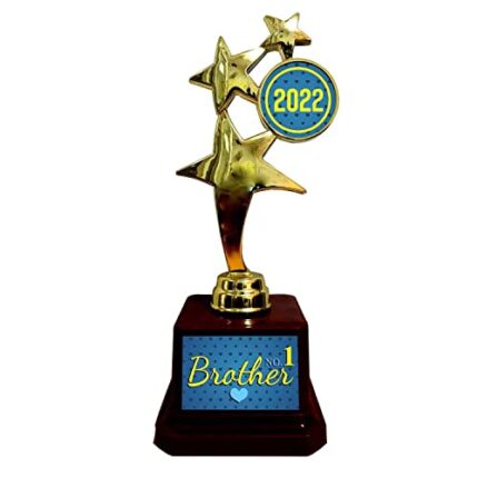 TheYaYaCafe Birthday Gift for Brother, No 1 Brother Trophy Award - Star Golden - Image 1