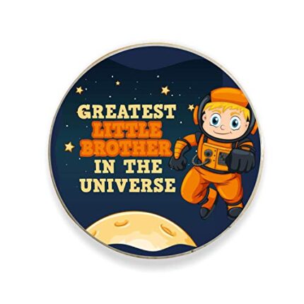 TheYaYaCafe Birthday Gifts Combo, Greatest Little Brother Printed Fridge Magnet, Round - Image 1