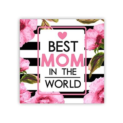TheYaYaCafe Birthday Gifts For Mom Floral Best Mom In The World Fridge Magnet - Square - Image 1