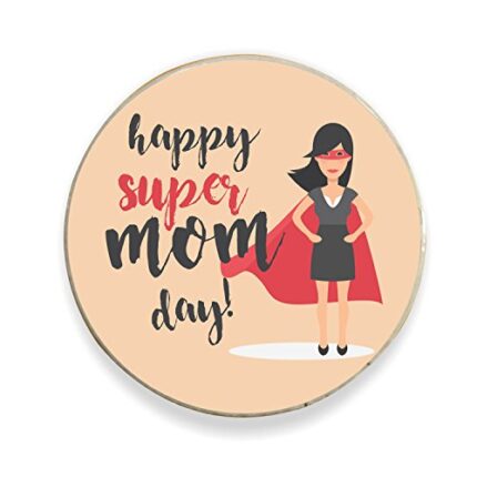 TheYaYaCafe Birthday Gifts For Mom Happy Super Mom Day Fridge Magnet - Round - Image 1
