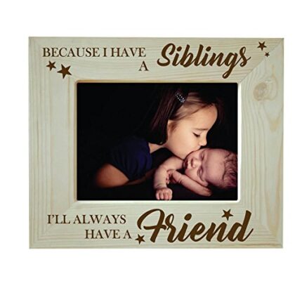 TheYaYaCafe Birthday Gifts for Brother Sister, Sibling Brother Sister Friend Engraved Wooden Photo Frame for Table - Image 1