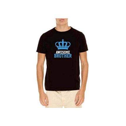 TheYaYaCafe Birthday Mens Cotton Printed T-Shirt Awesome Brother - Black - XL Bhaidooj - Image 1