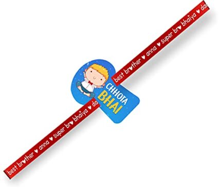 TheYaYaCafe Chhota Bhai Printed Raksha Bandhan Rakhi for Kids with Roli Tika, Blue, One Size (RK0233), One Size, Acrylic, Acrylic - Image 1