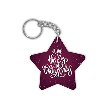TheYaYaCafe Christmas Gifts Holly Jolly Christmas Keychain Keyring (Purple) - Image 1