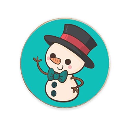 TheYaYaCafe Christmas Gifts, Printed Charming Snowman Fridge Magnets - Round - Image 1