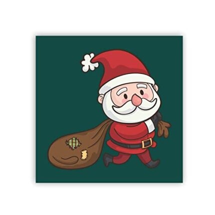 TheYaYaCafe Christmas Gifts, Printed Santa With Gifts Bag Fridge Magnets - Round - Image 1
