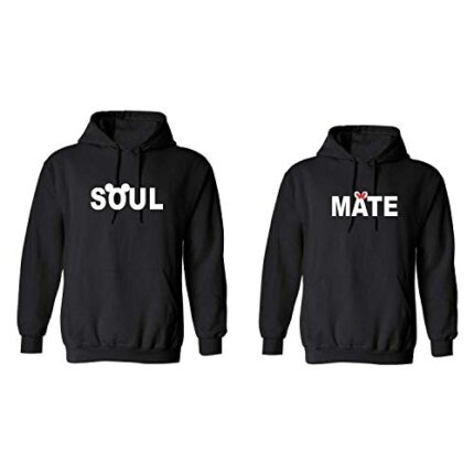 TheYaYaCafe Couple Gifts Cute Mikkey Minnny Soulmate Couple Sweatshirt Hoodies for Husband Wife Men Women Black Men L Women XL - Image 1