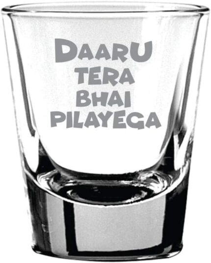 TheYaYaCafe Daaru Tera Bhai Pilayega Hindi Engraved Shot Glass - Image 1