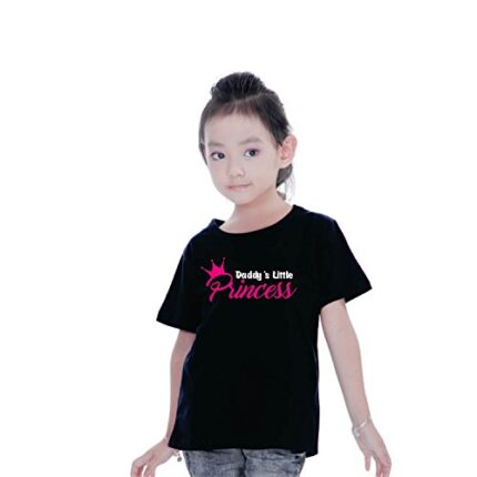 TheYaYaCafe Daddy's Little Princess Kid Girl Cotton T-Shirt for Daughter - Black - 8-10 Years - Image 1