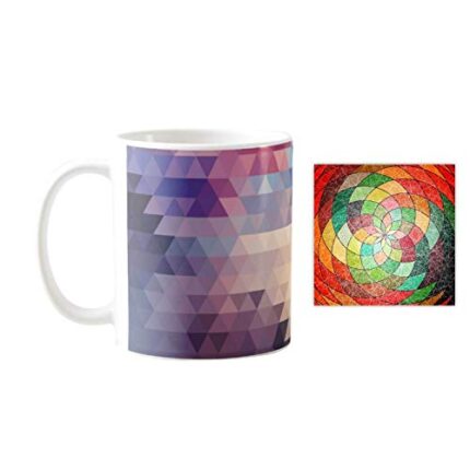 TheYaYaCafe Daintily Abstract Printed Ceramic Coffee Mug with Coaster (330ml) - Image 1