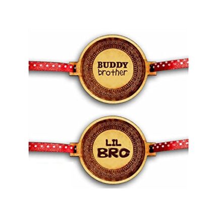 TheYaYaCafe Family Rakhi for Brother Set of 2 Engraved Little Bro Buddy Brothers Rakhi Raksha Bandhan - Image 1