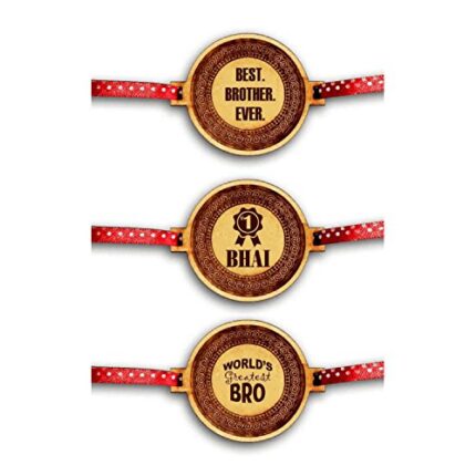 TheYaYaCafe Family Rakhi for Brother Set of 3 Engraved Worlds Greatest No. 1 Brothers Rakhi Raksha Bandhan - Image 1