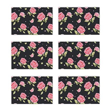 TheYaYaCafe Floral Flower Captivating Marvelous Printed Table Place Mats Set of 6 for Dining Table - Image 1