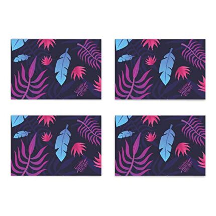 TheYaYaCafe Floral Flower Classy Admirable Printed Canvas Fabric Place Mats for Dining Table (Blue) - Set of 4 - Image 1