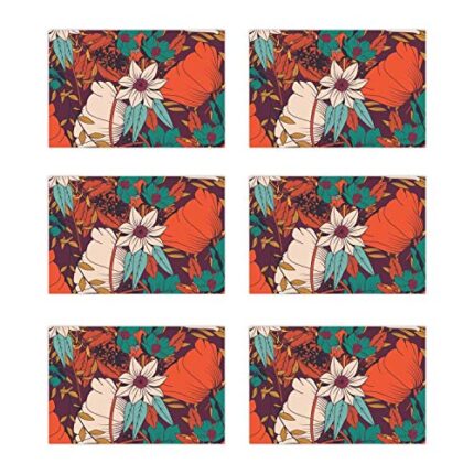 TheYaYaCafe Floral Flower Fetching Printed Table Place Mats Set of 6 for Dining Table - Image 1