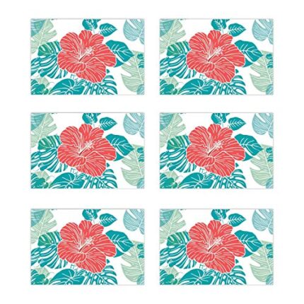 TheYaYaCafe Floral Flower Red Rose Printed Table Place Mats Set of 6 for Dining Table - Image 1
