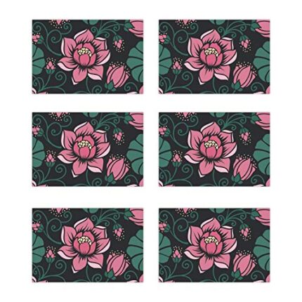 TheYaYaCafe Floral Flower Sightly Foxy Printed Table Place Mats Set of 6 for Dining Table - Image 1