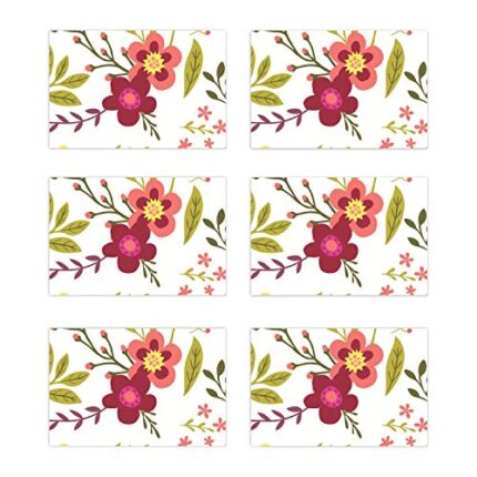 TheYaYaCafe Floral Flower Sightly Marvelous Printed Table Place Mats Set of 6 for Dining Table - Image 1