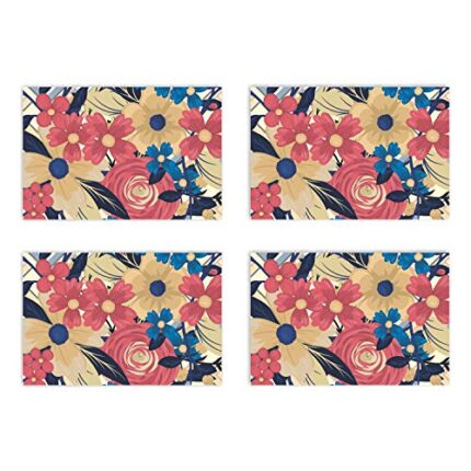 TheYaYaCafe Floral Flower Sightly Wonderful Printed Table Place Mats Set of 4 for Dining Table - Image 1