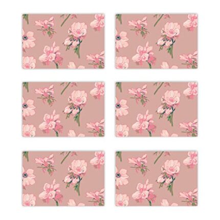 TheYaYaCafe Floral Flower Tempting Resplendent Printed Fabric Dinning Table Place Mats (Set of 6) - Image 1
