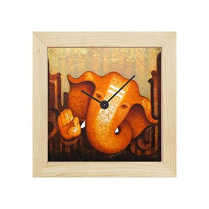 TheYaYaCafe Ganesh Chaturthi Gifts 6X6 Inches Desk Clock Euphoric Lord Ganesha Canvas