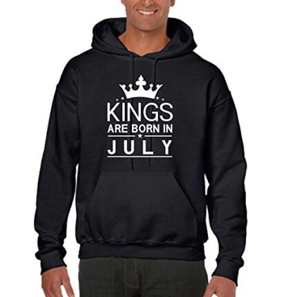 TheYaYaCafe Kings are Born in July Men Birthday Sweatshirt Hoodie Black Men XL - Image 1