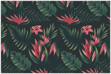 TheYaYaCafe Leatherite Floral Snapdragon Printed 4 Table Mats And 1 Runner Set For Dining Table (12X48-Inches) - Image 4