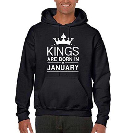 TheYaYaCafe Men's Fleece Kings are Born in January Sweatshirt Hoodie - Image 1