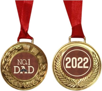 TheYaYaCafe No.1 Dad 2020 Star Trophy Award and Medal Combo -Golden - Image 3