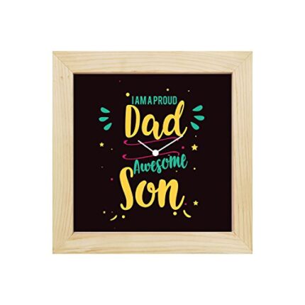 TheYaYaCafe Proud Dad of A Freaking Awesome Son Desk Clock for Father - 8X8 Inches