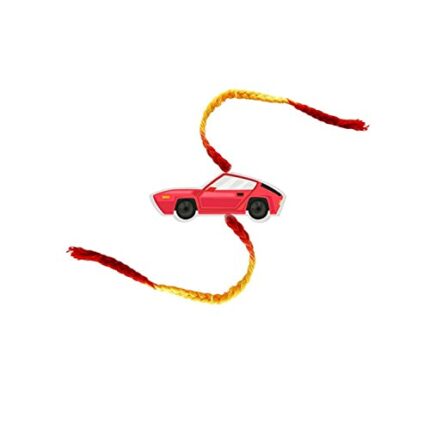 TheYaYaCafe Red Acrylic Printed Car Raksha Bandhan Rakhi for Boys - Image 1