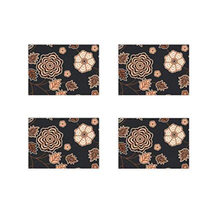 TheYaYaCafe Set Of 4 Table Mats Floral Flower Appealing Printed Placemats - Image 1