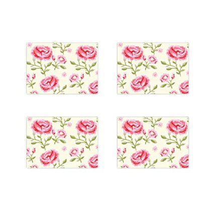 TheYaYaCafe Set Of 4 Table Mats Floral Flower Elegant Pearly Everlasting Printed Placemats - Image 1