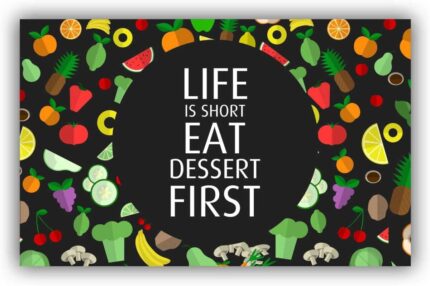 TheYaYaCafe Set Of 4 Table Mats Focus On What You Eat Printed Placemats - Image 5