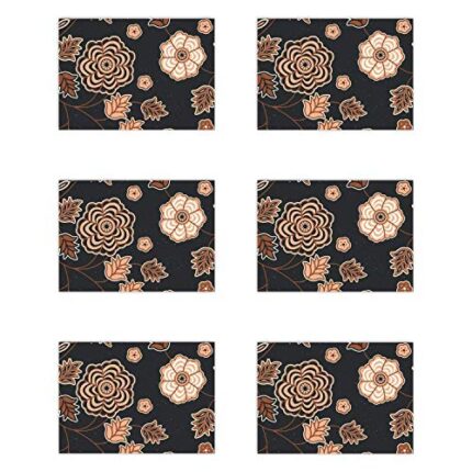 TheYaYaCafe Set Of 6 Table Mats Floral Flower Appealing Printed Placemats - Image 1