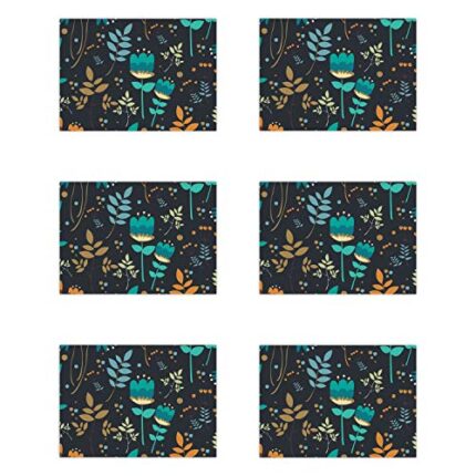 TheYaYaCafe Set Of 6 Table Mats Floral Flower Fetching Printed Placemats - Image 1