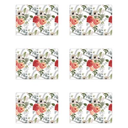 TheYaYaCafe Set Of 6 Table Mats Floral Flower Sightly Printed Placemats - Image 1