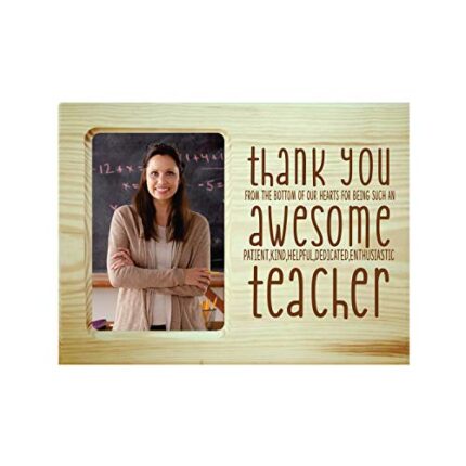 TheYaYaCafe Teachers Day Engraved Poem Photo Frame Wooden Thank You Awesome Teacher - Image 1