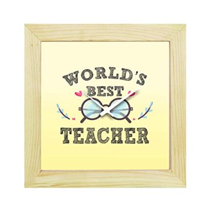TheYaYaCafe Teachers Day Gifts, 8 X 8 Inches Desk Clock Worlds Best Teacher Canvas