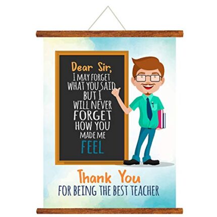 TheYaYaCafe Teachers Day Gifts Best Teacher Sir Wall Hanging Scroll Greeting Card - 24X32 Inches - Image 1