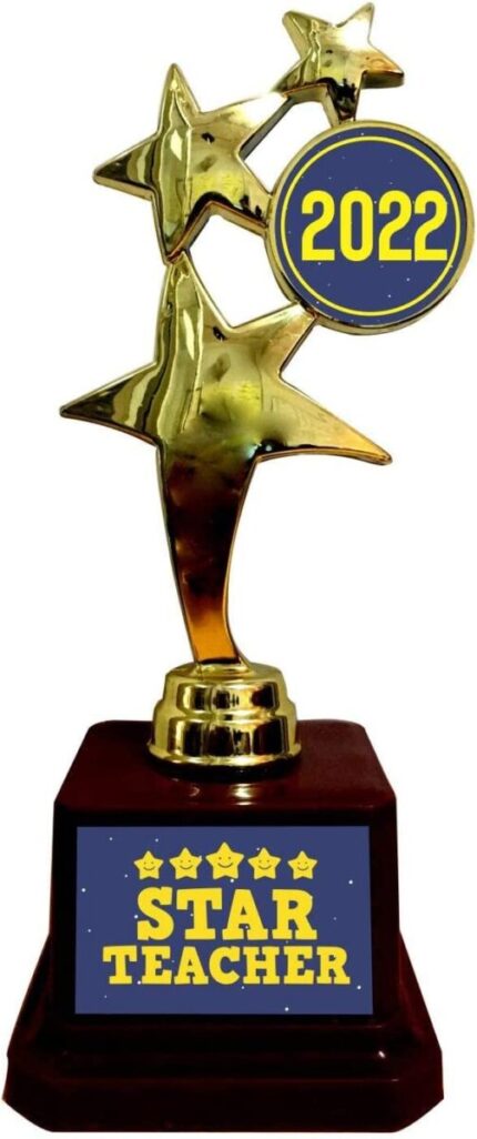 TheYaYaCafe Teachers Day Gifts Five Star Teacher Trophy 2020 Golden Star Award - Image 1