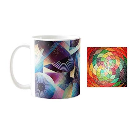 TheYaYaCafe Trimly Abstract Printed Ceramic Coffee Mug with Coaster (330ml) - Image 1