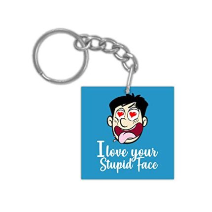 TheYaYaCafe Valentine Gifts For Boyfriend, Funky I Love Your Stupid Face Keychain Keyring - Image 1