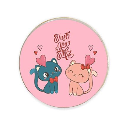 TheYaYaCafe Valentine Gifts For Girlfriend Wife Fridge Magnet Just You Me Printed - Round - Image 1