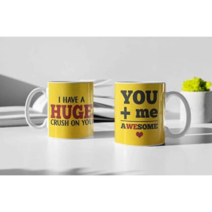 TheYaYaCafe Valentine Gifts Printed Ceramic Patch Couple Coffee Mug, 330 ml with Coaster - Image 1