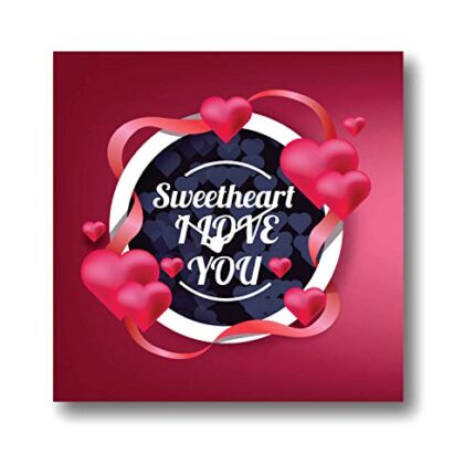 TheYaYaCafe Valentine Gifts Sweetheart I Love You Canvas Art Desk Clock Table Wood 6X6 Inches