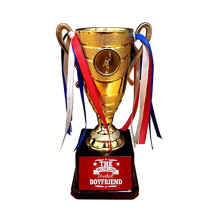 TheYaYaCafe Valentine Gifts for Boyfirend The World Greatest Boyfriend Trophy Award - Star Golden - Image 1