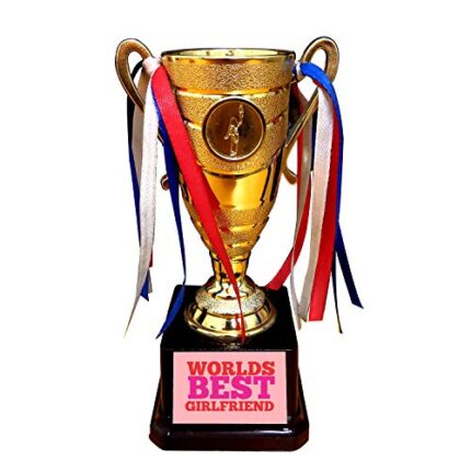 TheYaYaCafe Valentine Gifts for Girlfriend, Worlds Best Girlfriend Award Trophy - Champion Golden - Image 1