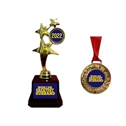 TheYaYaCafe Valentine Gifts for Husband World Greatest Husband Award Trophy Award - Champion Golden Alloy - Image 1